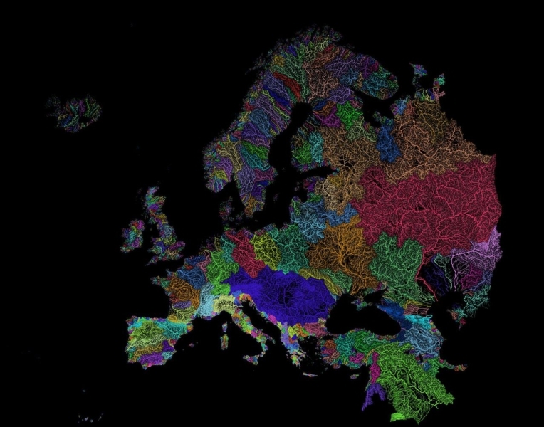 Grasshopper Geography tarafından hazırlanan Avrupa Neir Havzaları Haritası