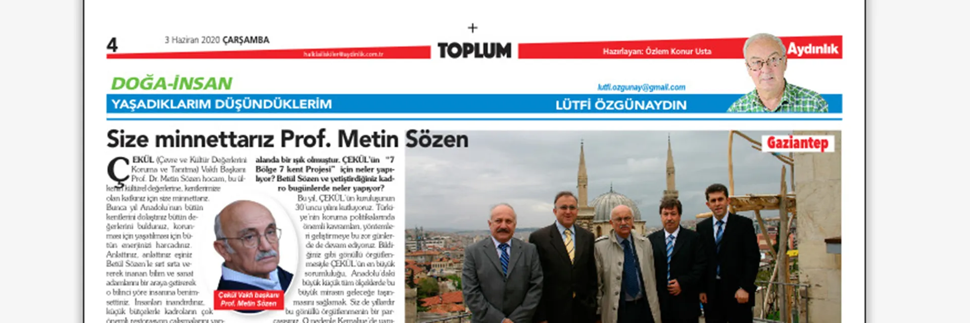Size Minnettarız Prof. Metin Sözen