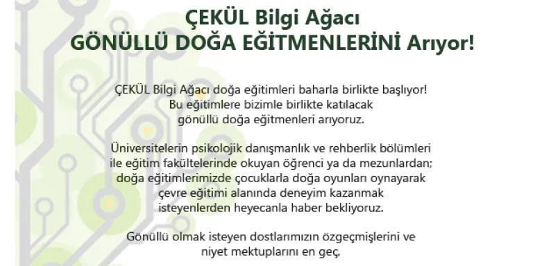 ÇEKÜL Gönüllü Doğa Eğitmenlerini Arıyor!